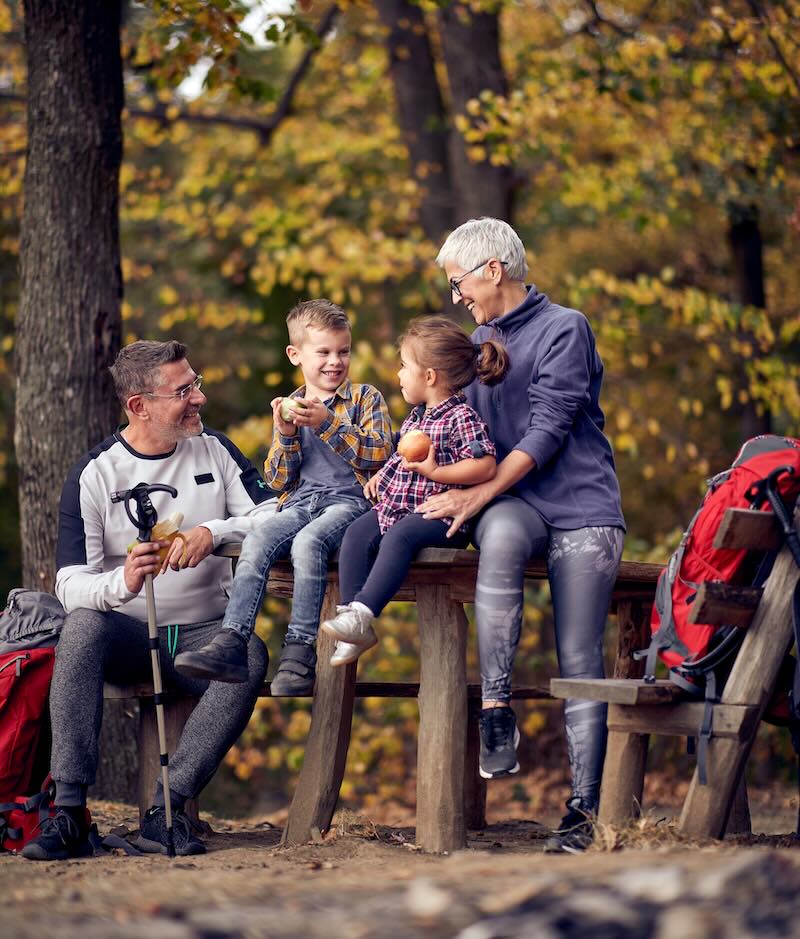 Grandparents with grandchildren on a hike