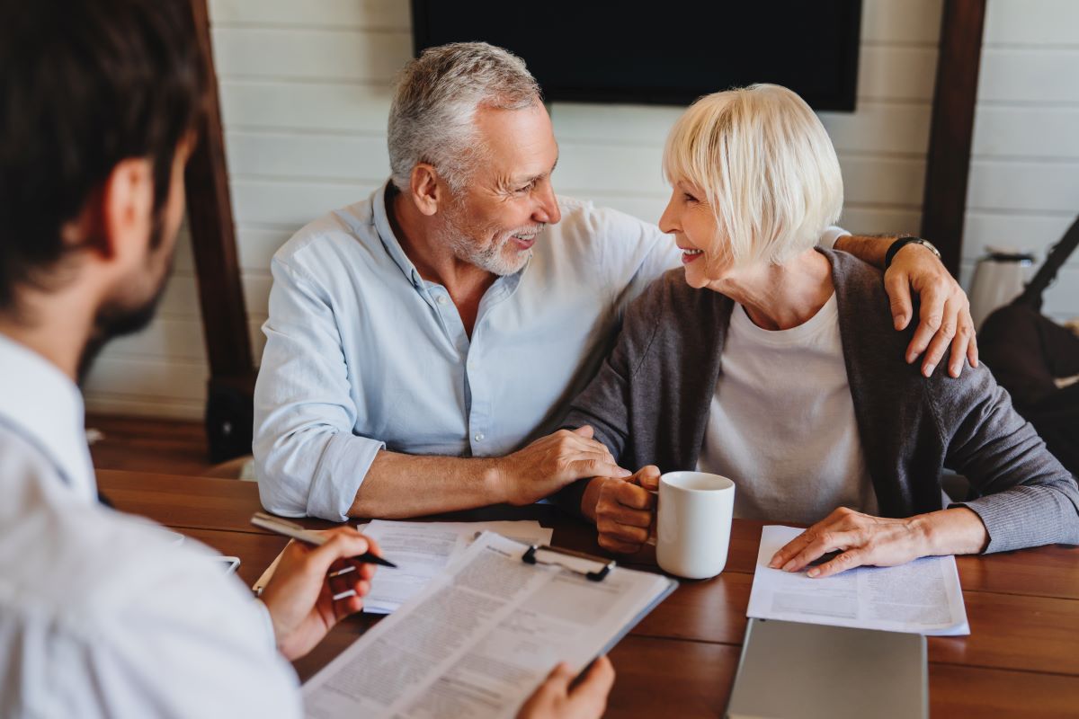 Retired couple with their advisor